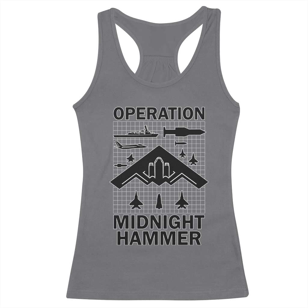 Operation Midnight Hammer Military Racerback Tank Top Tactical Warfare Jets Bombers TS02 Charcoal Print Your Wear