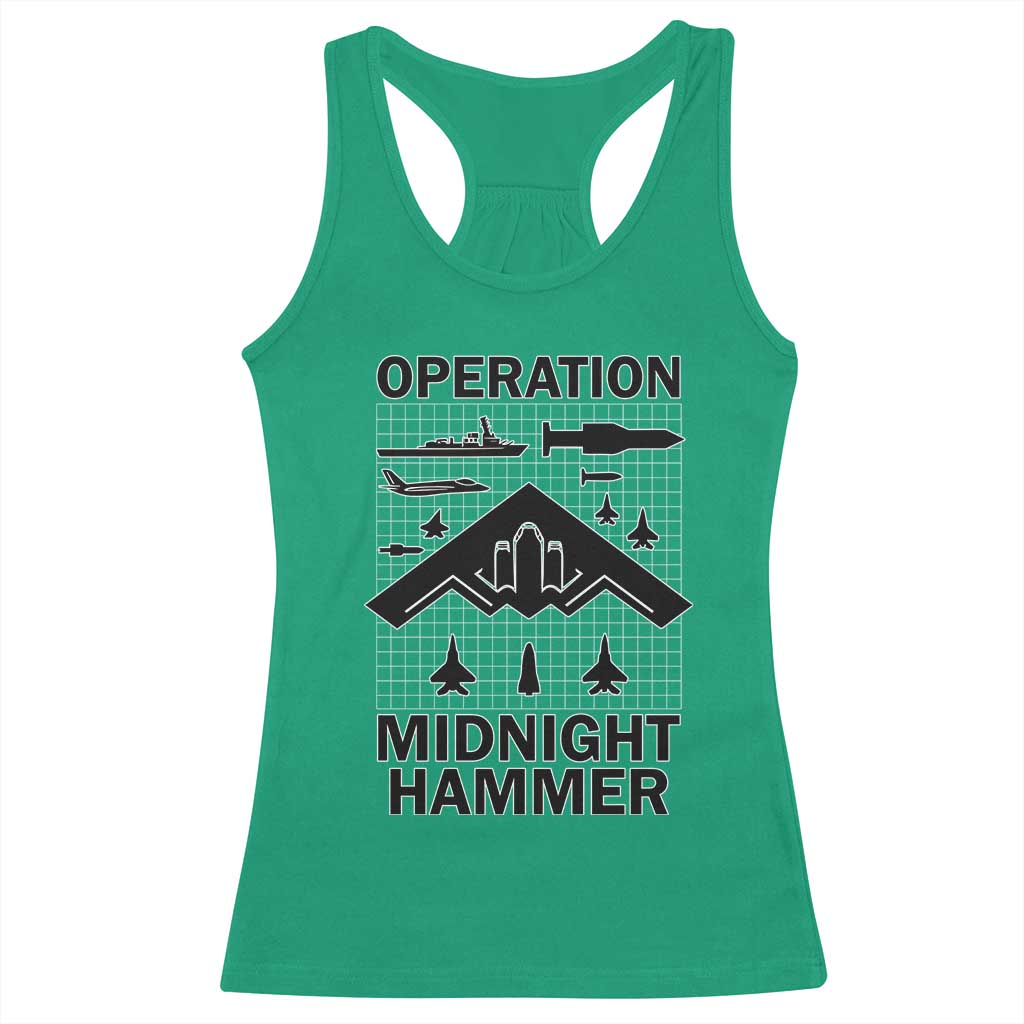 Operation Midnight Hammer Military Racerback Tank Top Tactical Warfare Jets Bombers TS02 Irish Green Print Your Wear