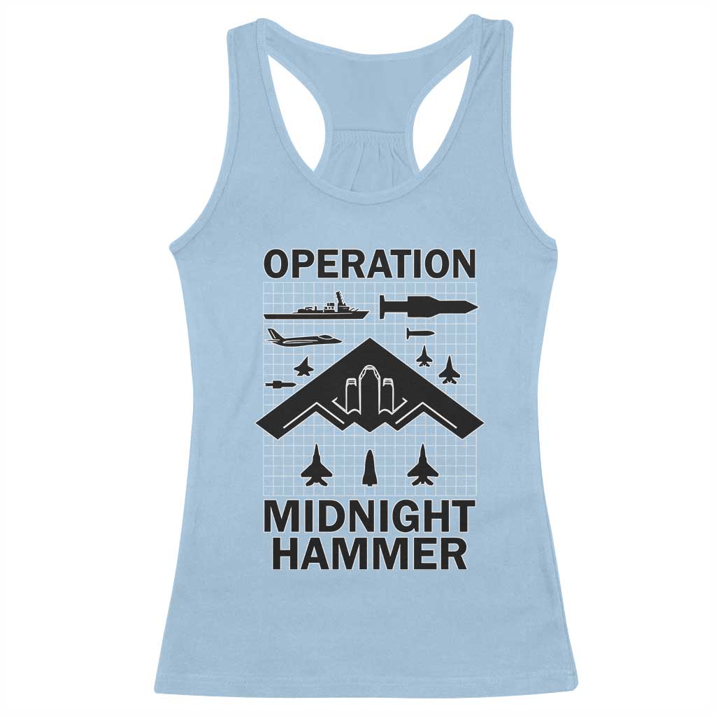 Operation Midnight Hammer Military Racerback Tank Top Tactical Warfare Jets Bombers TS02 Light Blue Print Your Wear