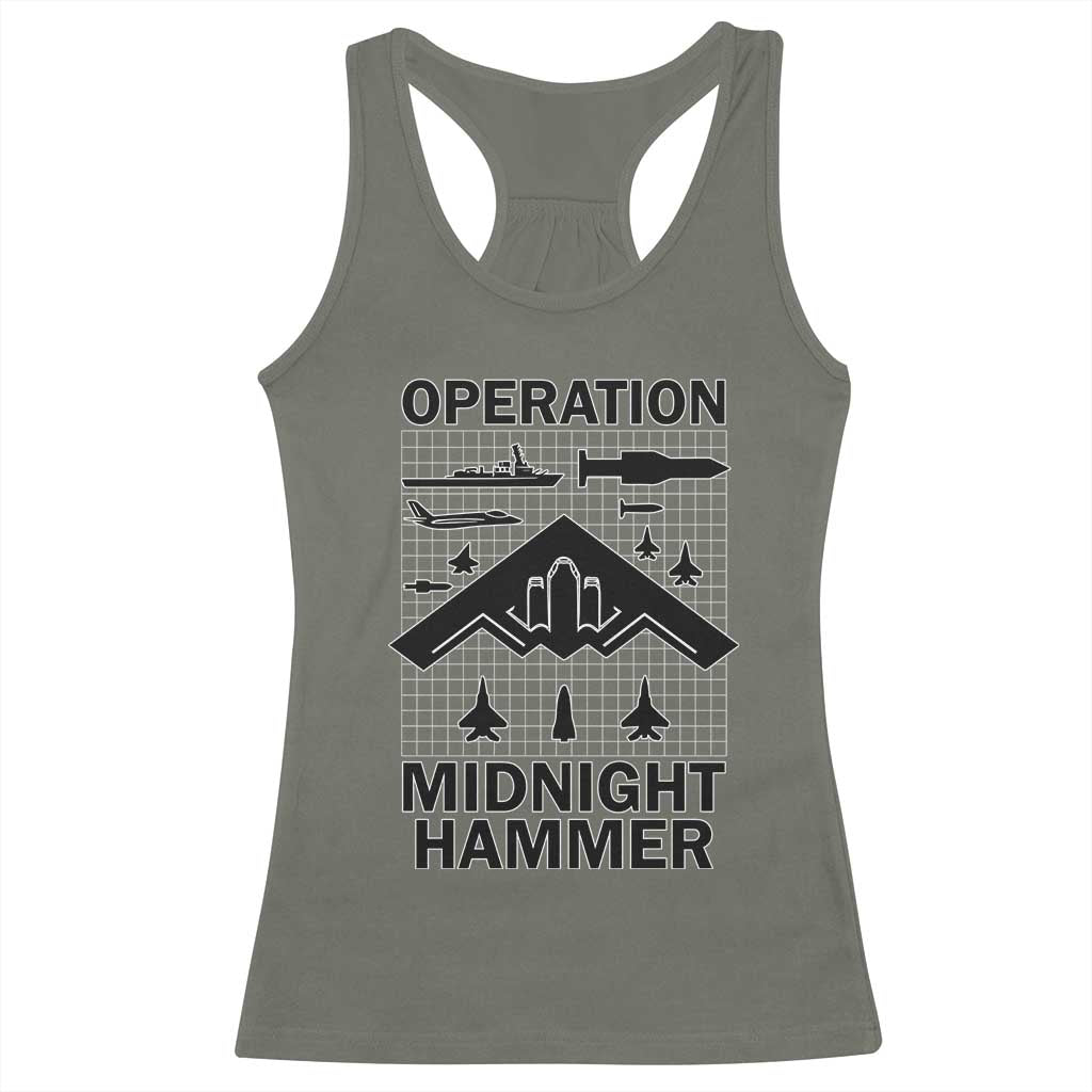 Operation Midnight Hammer Military Racerback Tank Top Tactical Warfare Jets Bombers TS02 Military Green Print Your Wear