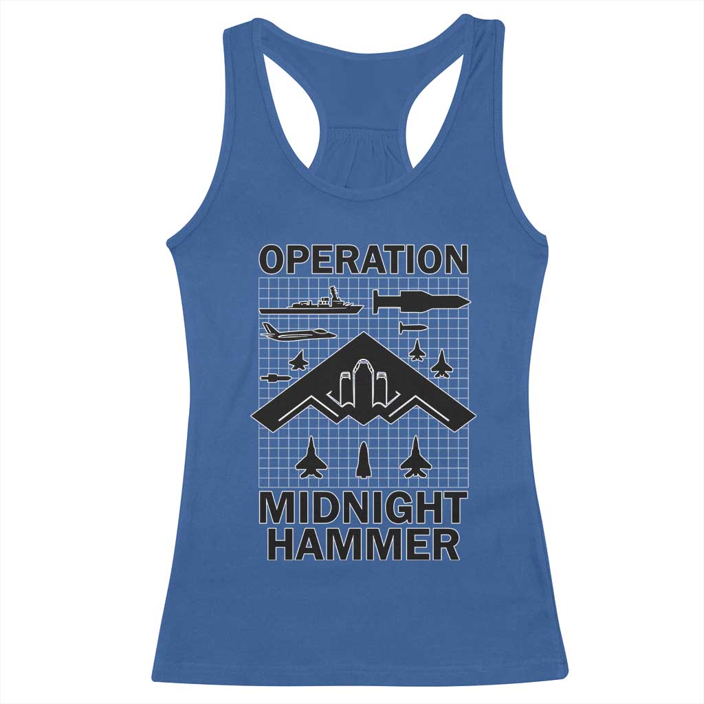 Operation Midnight Hammer Military Racerback Tank Top Tactical Warfare Jets Bombers TS02 Royal Blue Print Your Wear