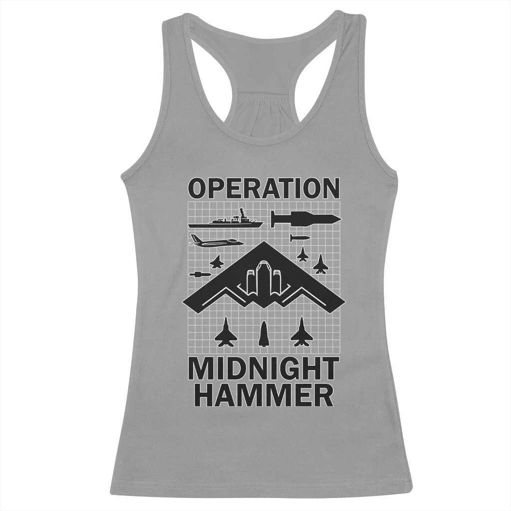 Operation Midnight Hammer Military Racerback Tank Top Tactical Warfare Jets Bombers TS02 Sport Gray Print Your Wear