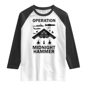 Operation Midnight Hammer Military Raglan Shirt Tactical Warfare Jets Bombers TS02 White Black Print Your Wear