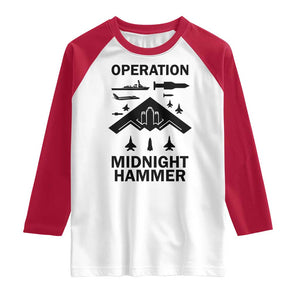 Operation Midnight Hammer Military Raglan Shirt Tactical Warfare Jets Bombers TS02 White Red Print Your Wear