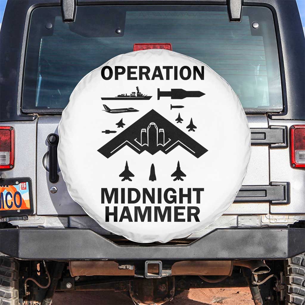 Operation Midnight Hammer Military Spare Tire Cover Tactical Warfare Jets Bombers TS02 No hole White Print Your Wear
