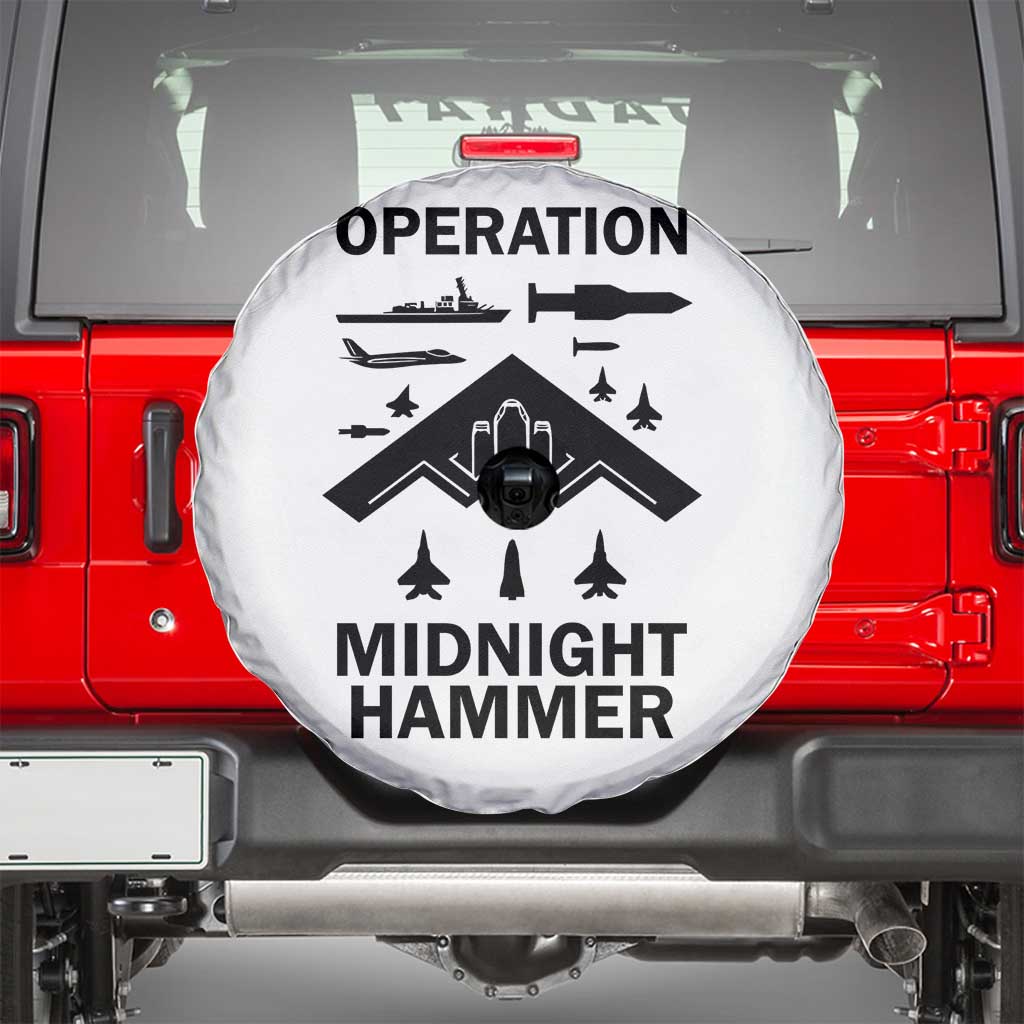 Operation Midnight Hammer Military Spare Tire Cover Tactical Warfare Jets Bombers TS02 White Print Your Wear