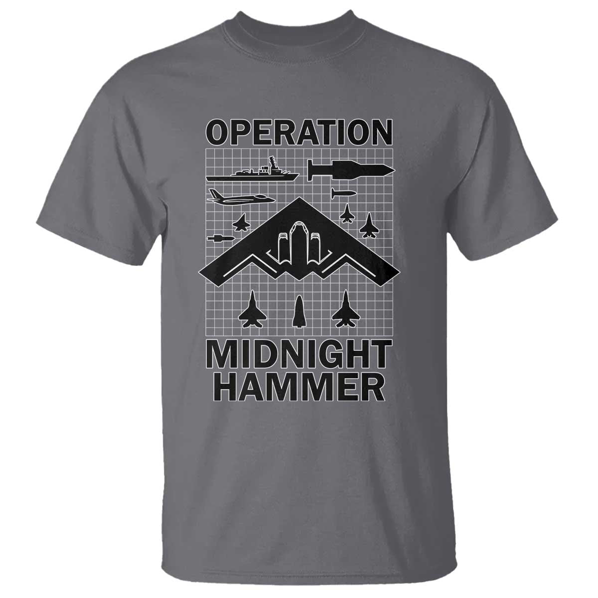 Operation Midnight Hammer Military T Shirt Tactical Warfare Jets Bombers TS02 Charcoal Print Your Wear