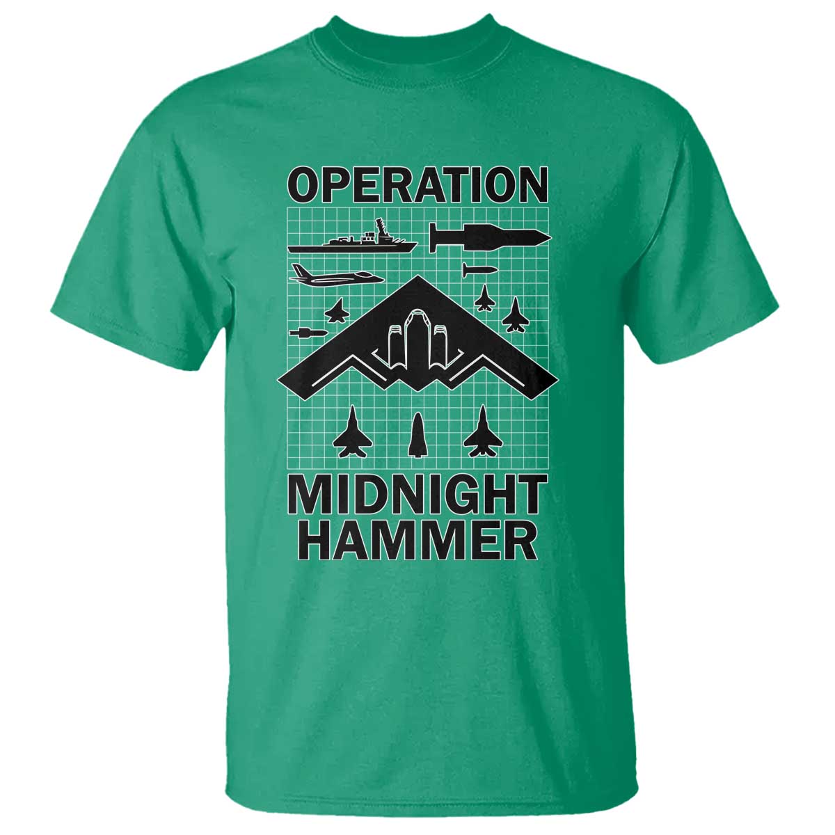 Operation Midnight Hammer Military T Shirt Tactical Warfare Jets Bombers TS02 Irish Green Print Your Wear