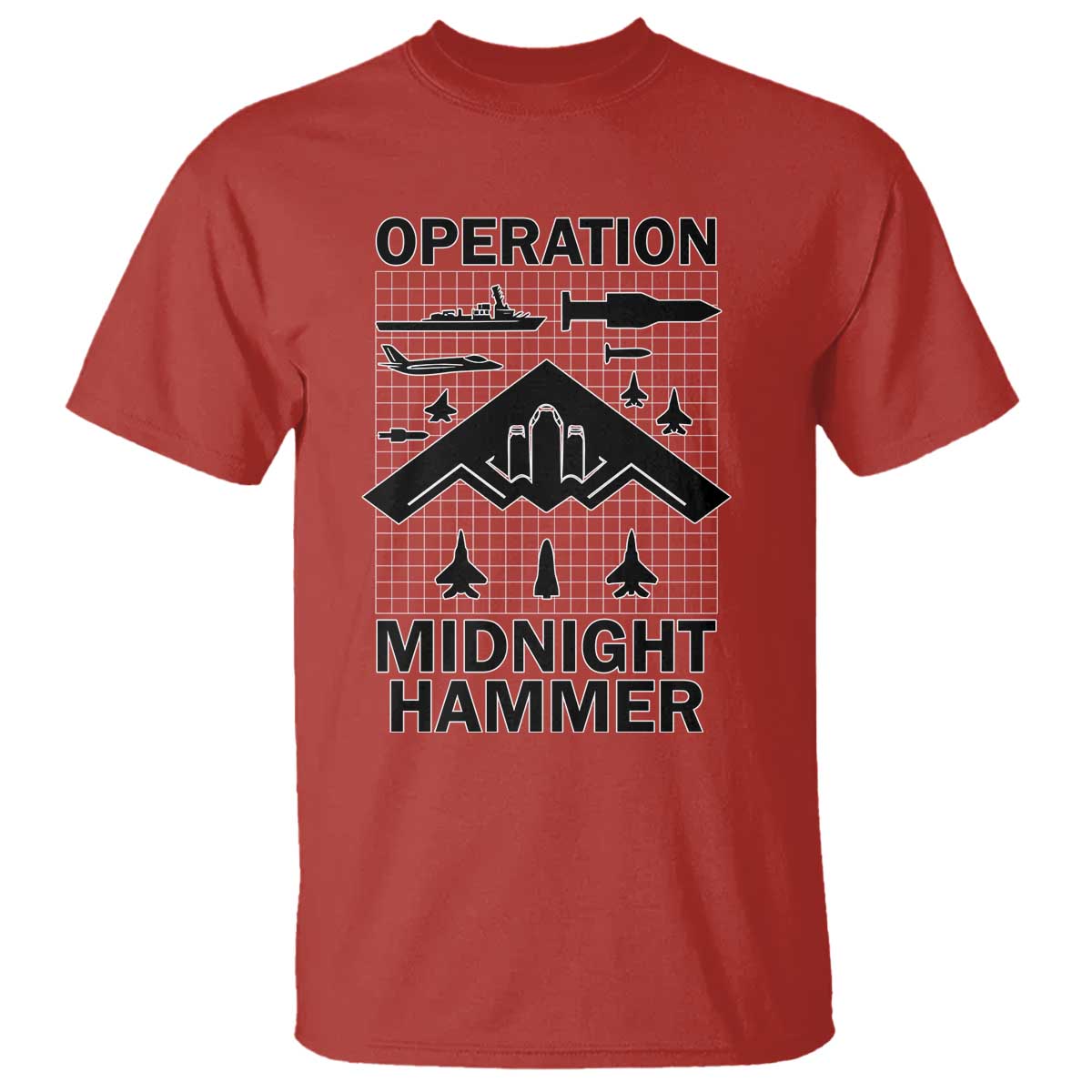 Operation Midnight Hammer Military T Shirt Tactical Warfare Jets Bombers TS02 Red Print Your Wear