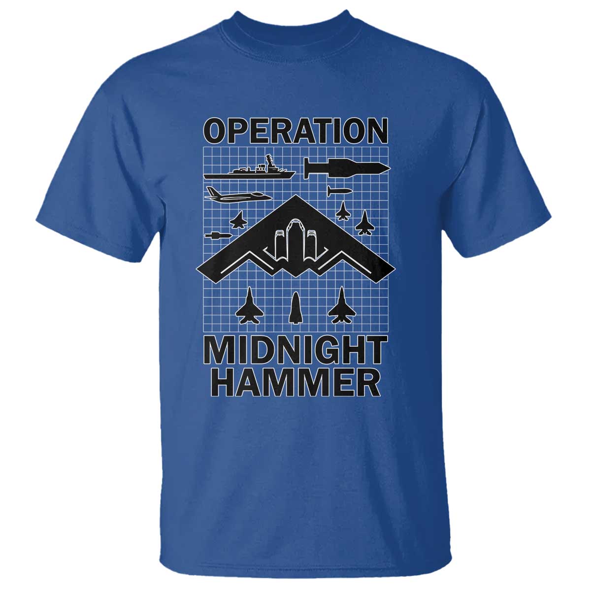 Operation Midnight Hammer Military T Shirt Tactical Warfare Jets Bombers TS02 Royal Blue Print Your Wear