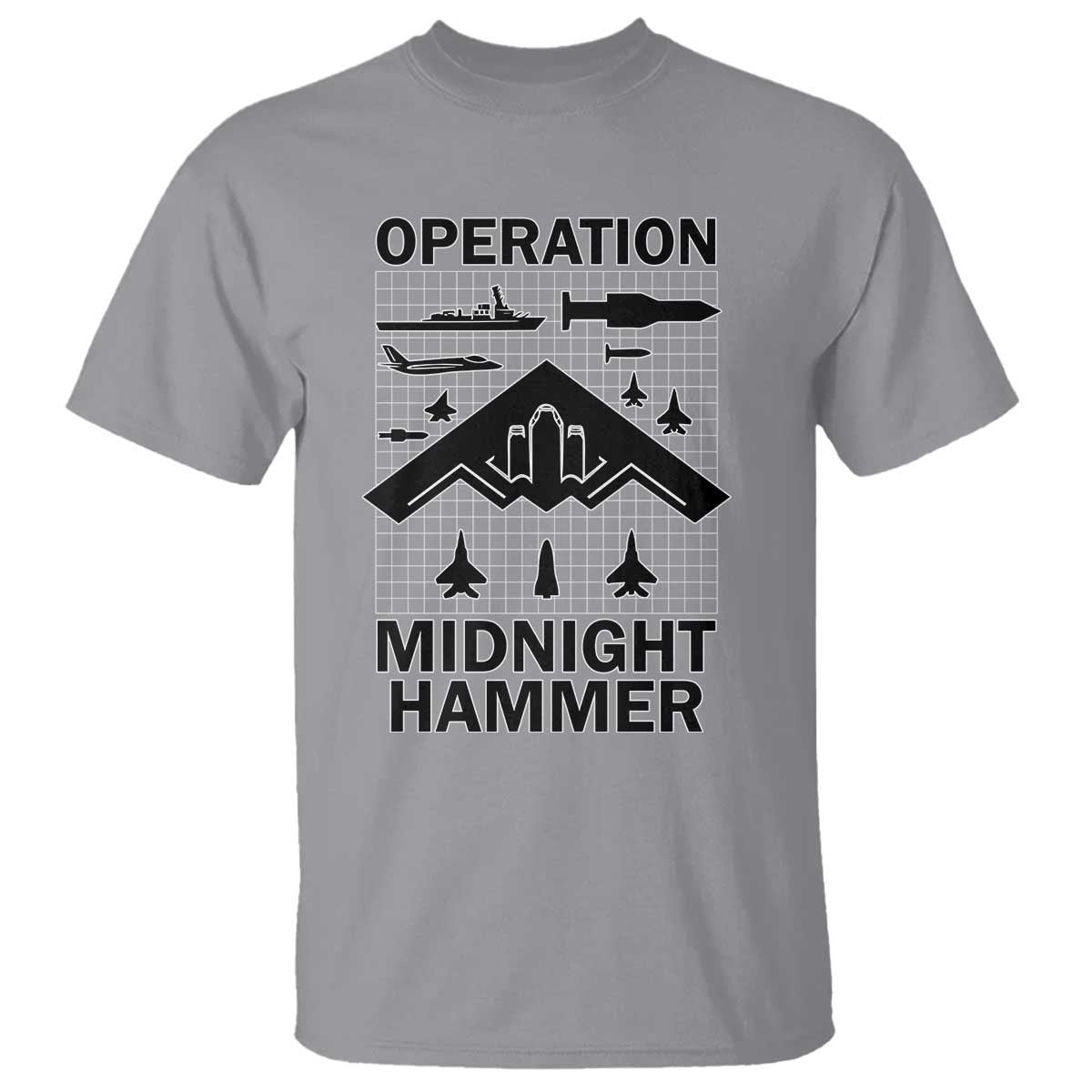 Operation Midnight Hammer Military T Shirt Tactical Warfare Jets Bombers TS02 Sport Gray Print Your Wear