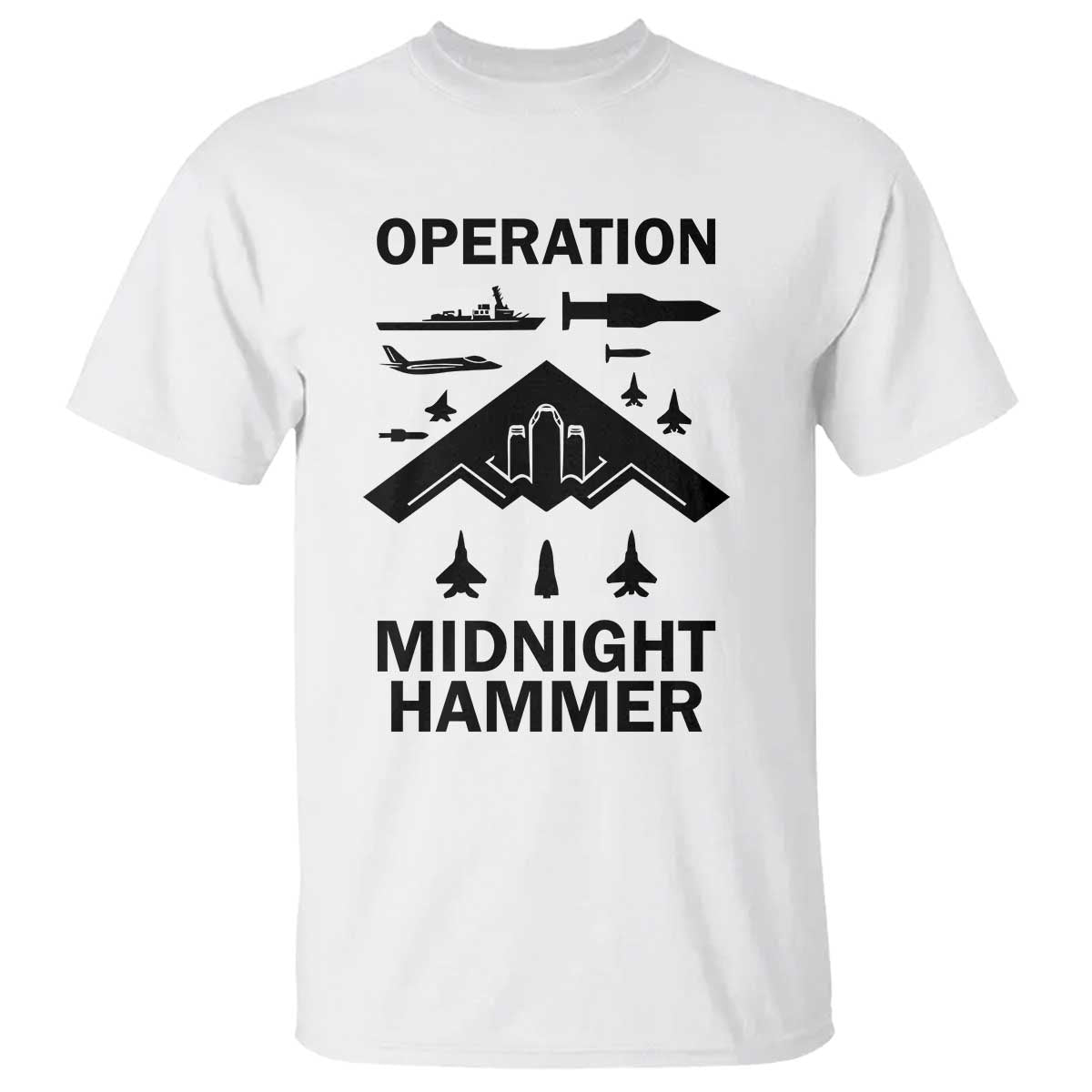 Operation Midnight Hammer Military T Shirt Tactical Warfare Jets Bombers TS02 White Print Your Wear