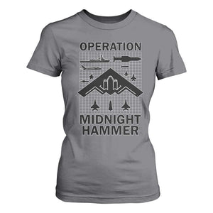 Operation Midnight Hammer Military T Shirt For Women Tactical Warfare Jets Bombers TS02 Charcoal Print Your Wear