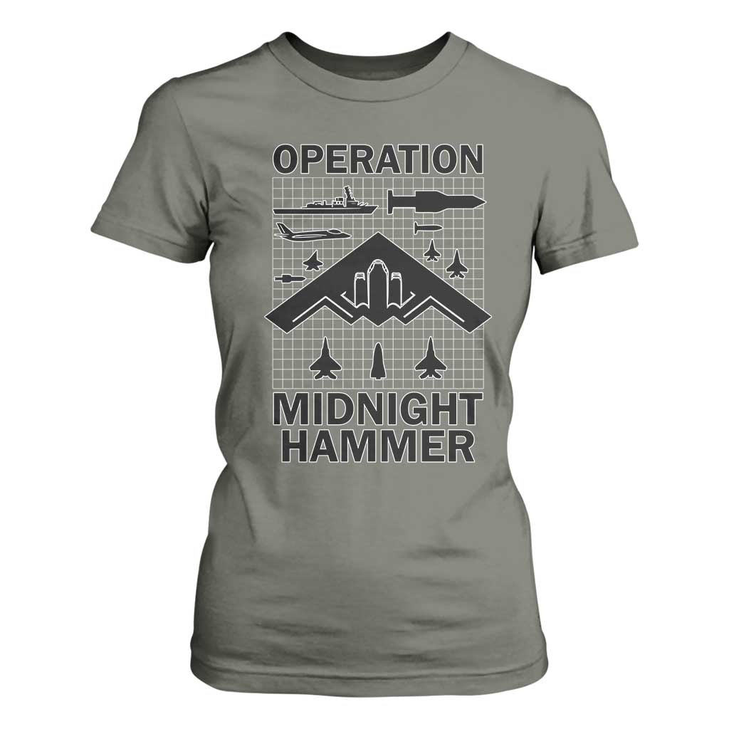 Operation Midnight Hammer Military T Shirt For Women Tactical Warfare Jets Bombers TS02 Military Green Print Your Wear