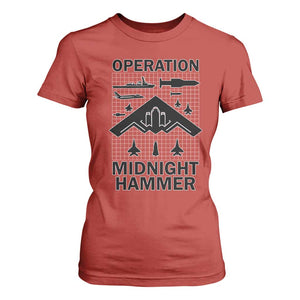 Operation Midnight Hammer Military T Shirt For Women Tactical Warfare Jets Bombers TS02 Red Print Your Wear