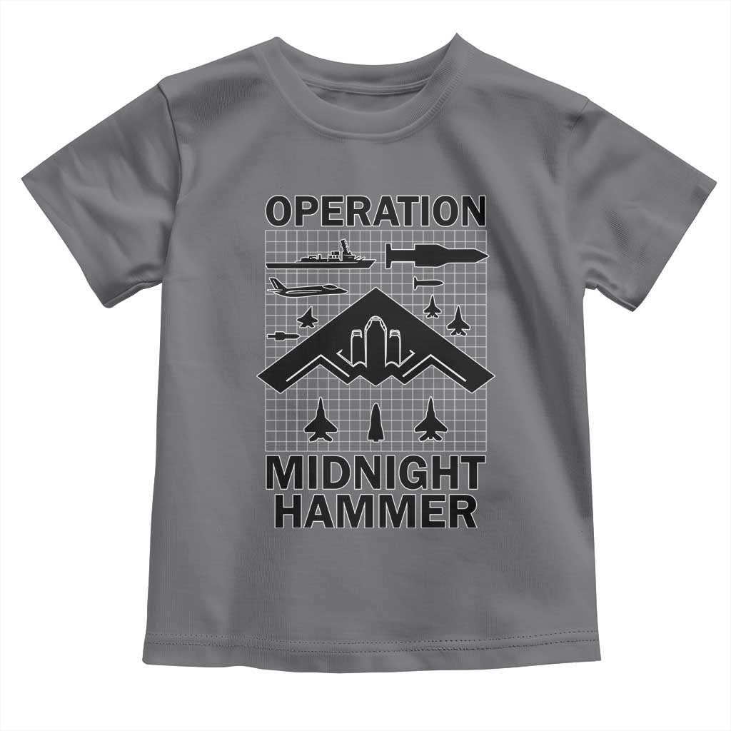 Operation Midnight Hammer Military Toddler T Shirt Tactical Warfare Jets Bombers TS02 Charcoal Print Your Wear