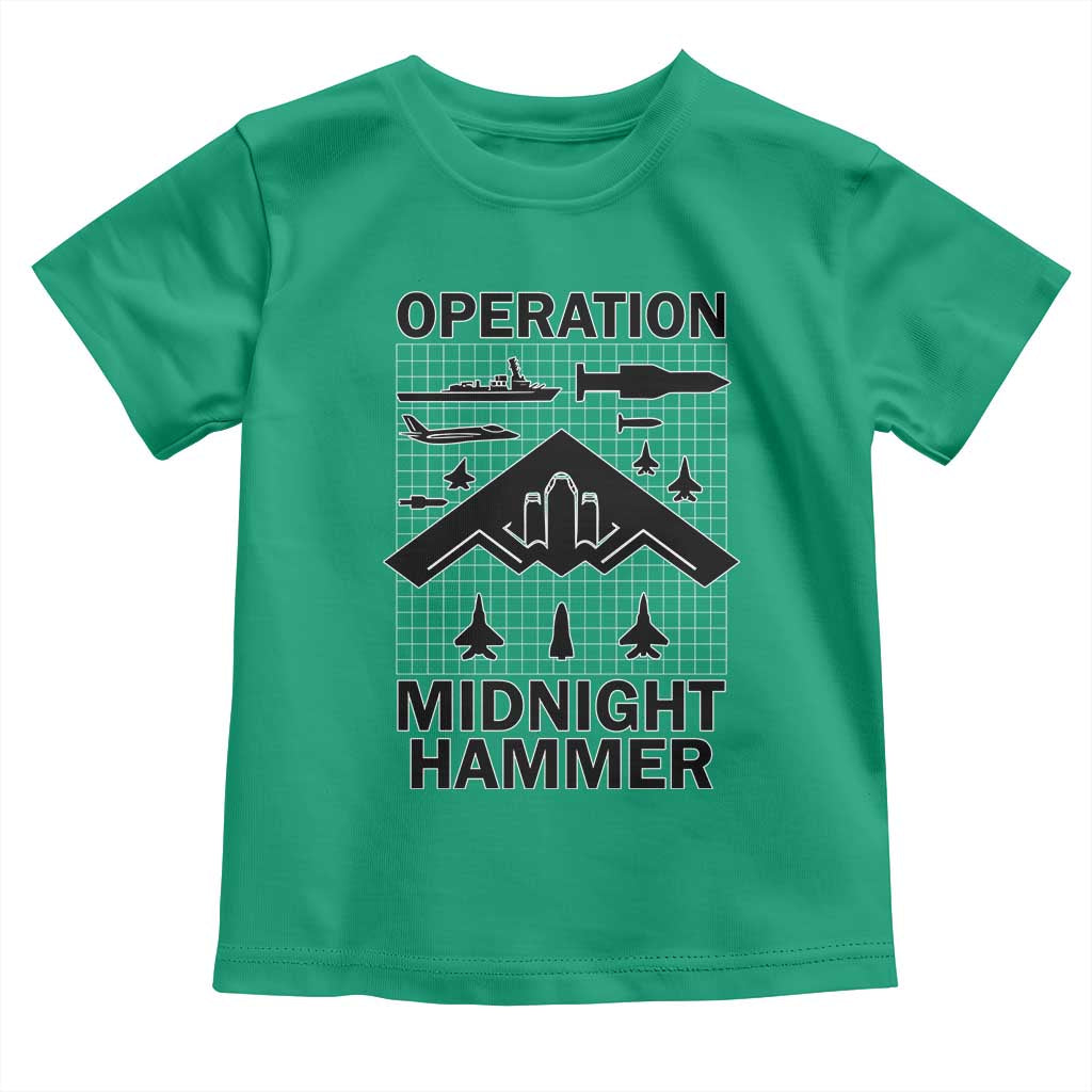 Operation Midnight Hammer Military Toddler T Shirt Tactical Warfare Jets Bombers TS02 Irish Green Print Your Wear