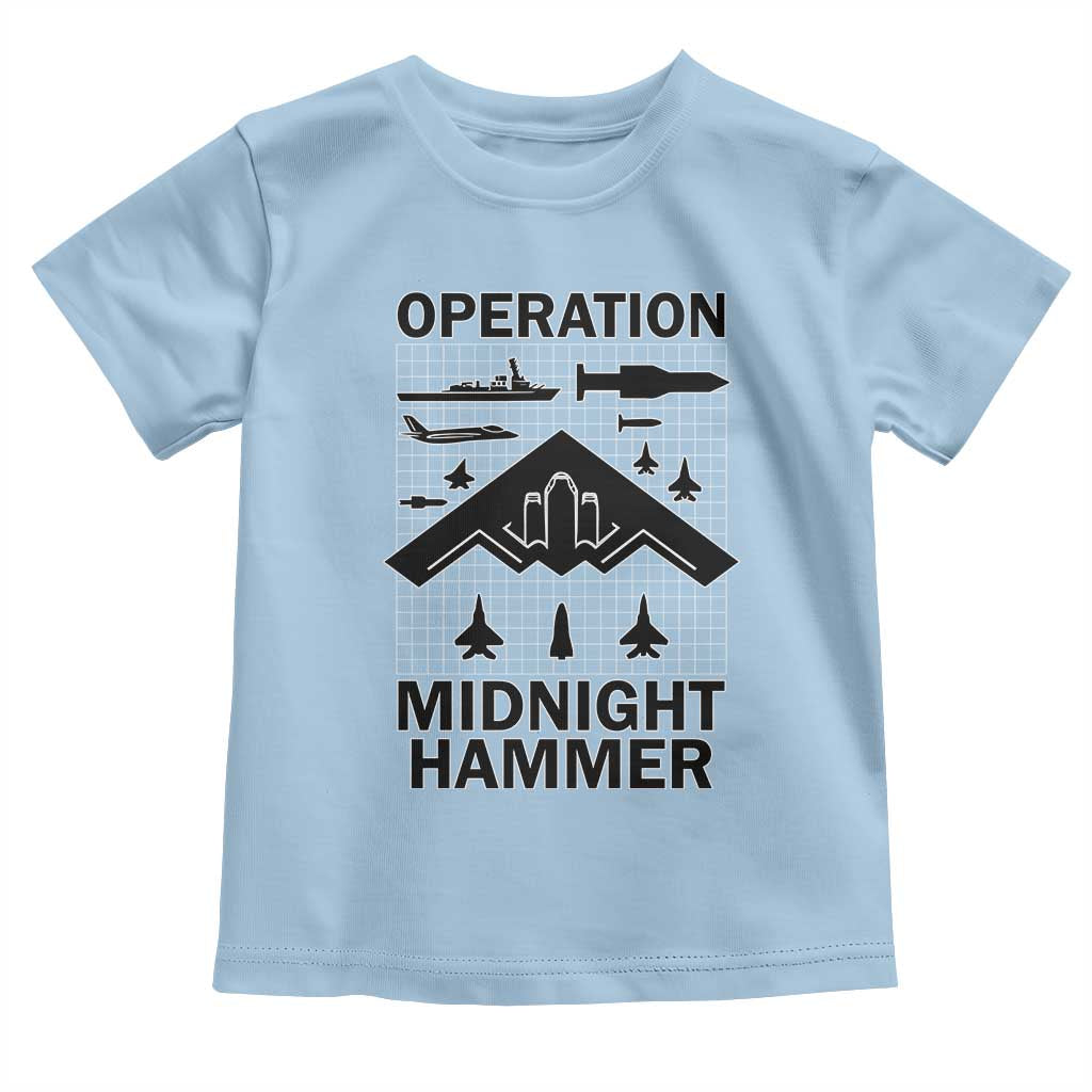 Operation Midnight Hammer Military Toddler T Shirt Tactical Warfare Jets Bombers TS02 Light Blue Print Your Wear