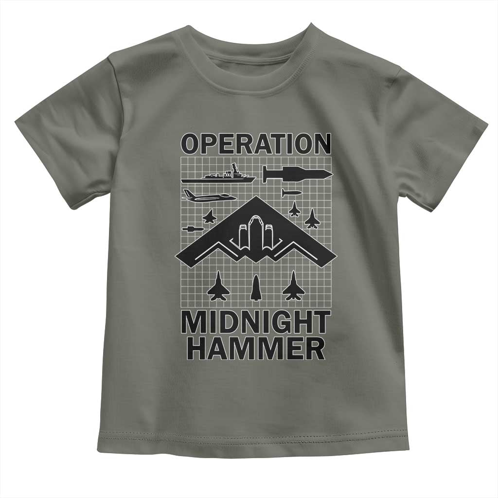 Operation Midnight Hammer Military Toddler T Shirt Tactical Warfare Jets Bombers TS02 Military Green Print Your Wear