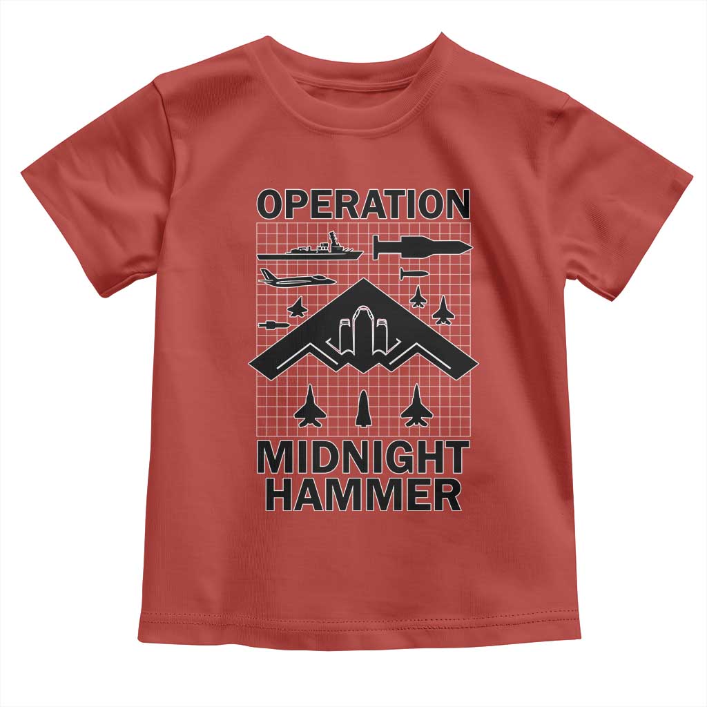 Operation Midnight Hammer Military Toddler T Shirt Tactical Warfare Jets Bombers TS02 Red Print Your Wear