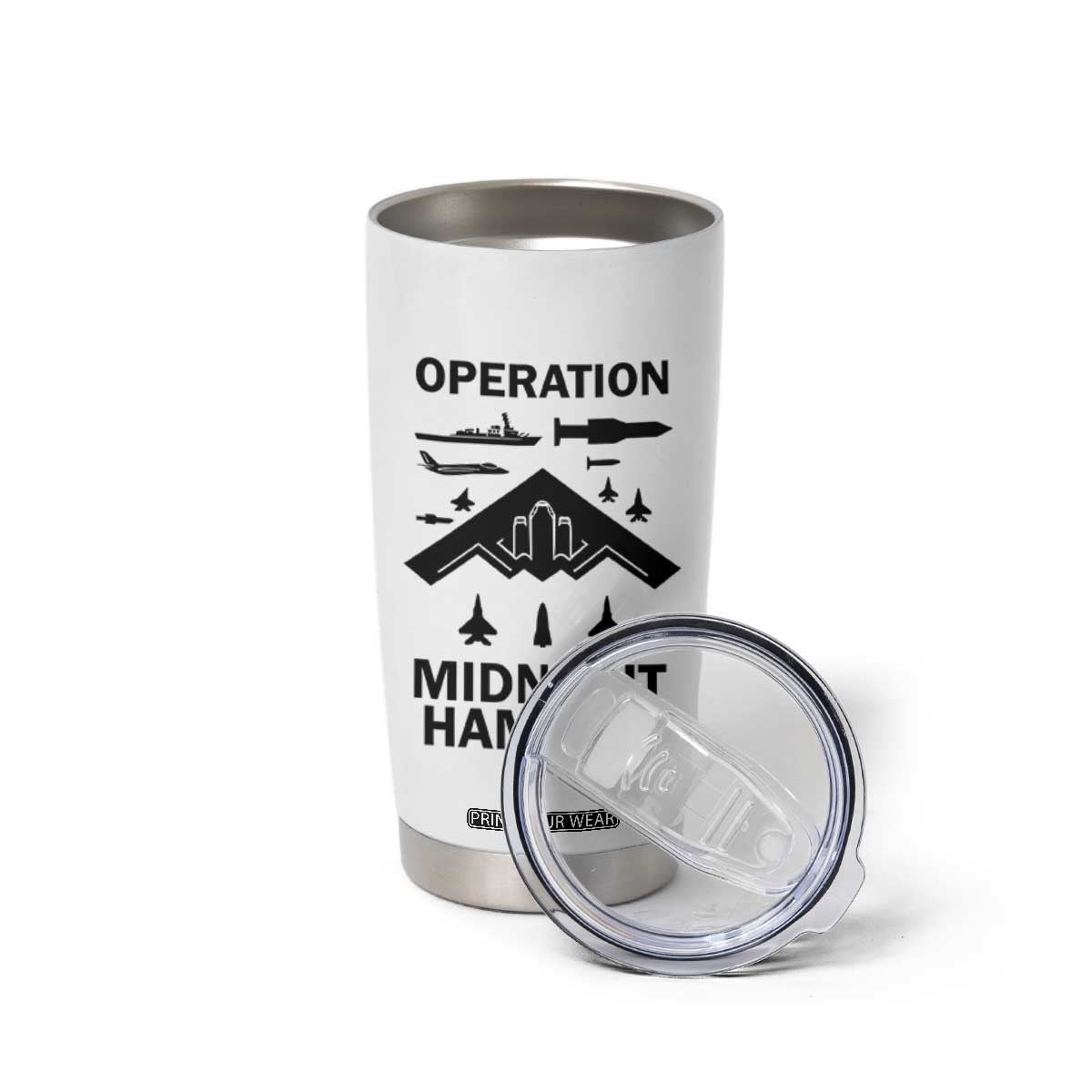 Operation Midnight Hammer Military Tumbler Cup Tactical Warfare Jets Bombers TS02 Print Your Wear