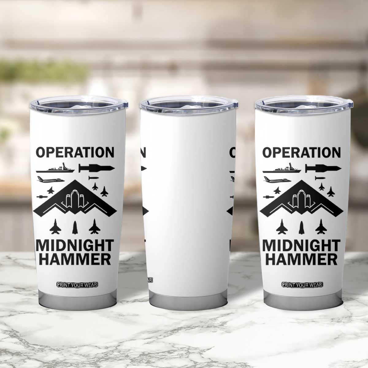 Operation Midnight Hammer Military Tumbler Cup Tactical Warfare Jets Bombers TS02 Print Your Wear