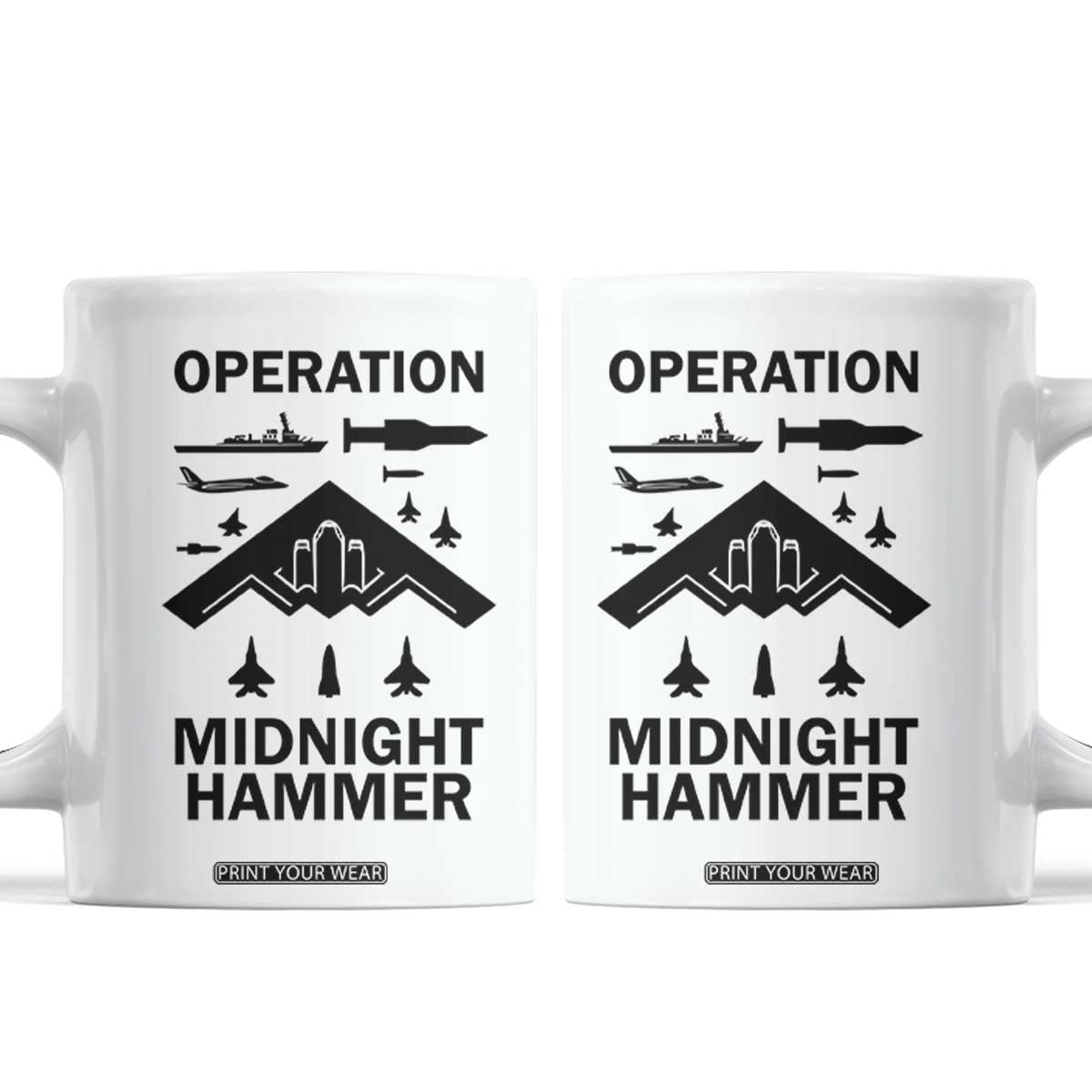 Operation Midnight Hammer Military Coffee Mug Tactical Warfare Jets Bombers TS02 White Print Your Wear