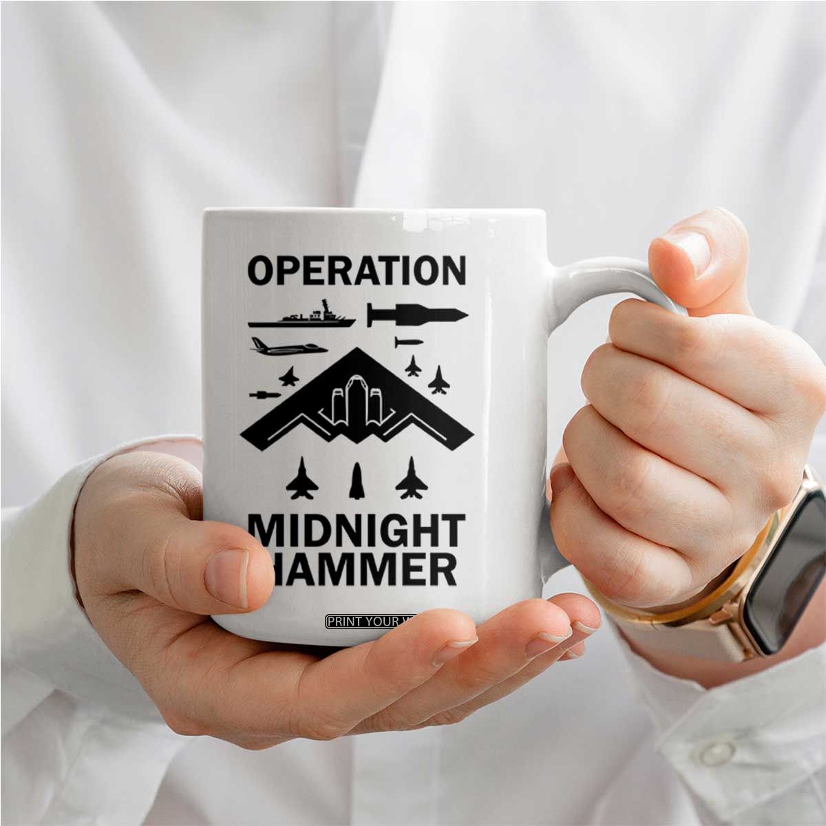 Operation Midnight Hammer Military Coffee Mug Tactical Warfare Jets Bombers TS02 Print Your Wear