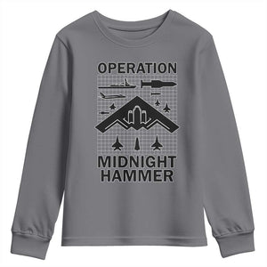 Operation Midnight Hammer Military Youth Sweatshirt Tactical Warfare Jets Bombers TS02 Charcoal Print Your Wear