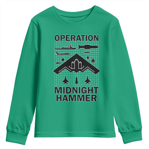 Operation Midnight Hammer Military Youth Sweatshirt Tactical Warfare Jets Bombers TS02 Irish Green Print Your Wear
