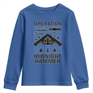 Operation Midnight Hammer Military Youth Sweatshirt Tactical Warfare Jets Bombers TS02 Royal Blue Print Your Wear