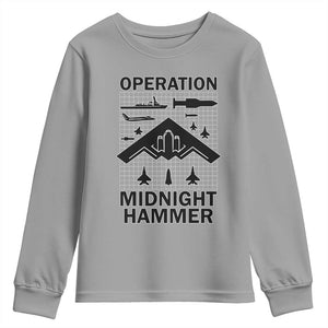 Operation Midnight Hammer Military Youth Sweatshirt Tactical Warfare Jets Bombers TS02 Sport Gray Print Your Wear