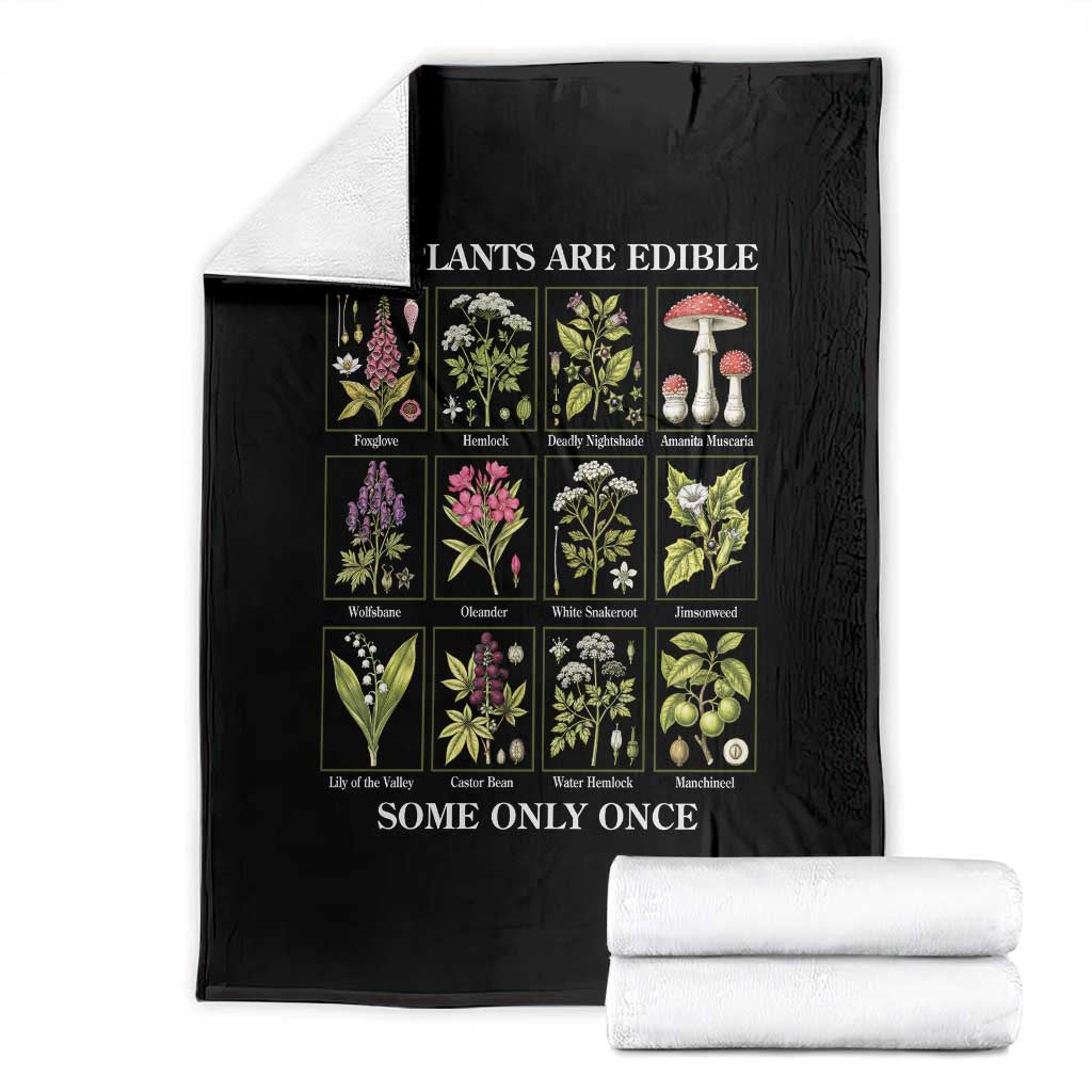 Vintage Botanical Poison Chart Graphic Throw Blanket All Plants Are Edible Some Only Once TS02 Black Print Your Wear