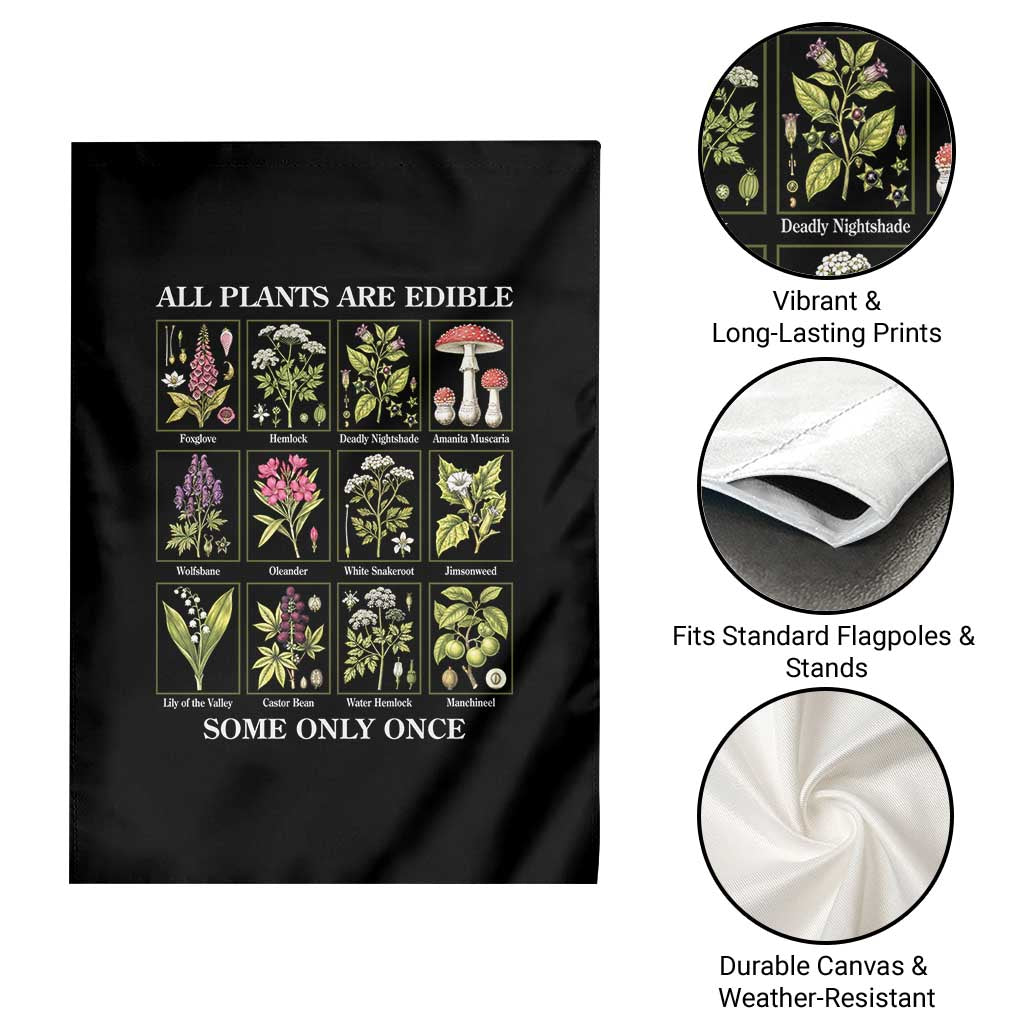 Vintage Botanical Poison Chart Graphic Garden Flag All Plants Are Edible Some Only Once