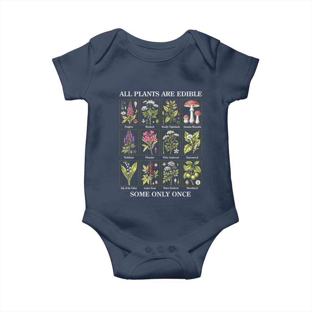 Vintage Botanical Poison Chart Graphic Baby Onesie All Plants Are Edible Some Only Once