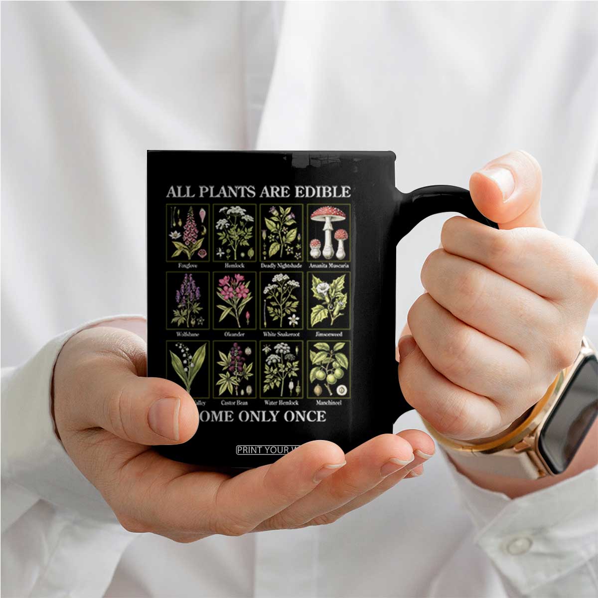 Vintage Botanical Poison Chart Graphic Coffee Mug All Plants Are Edible Some Only Once