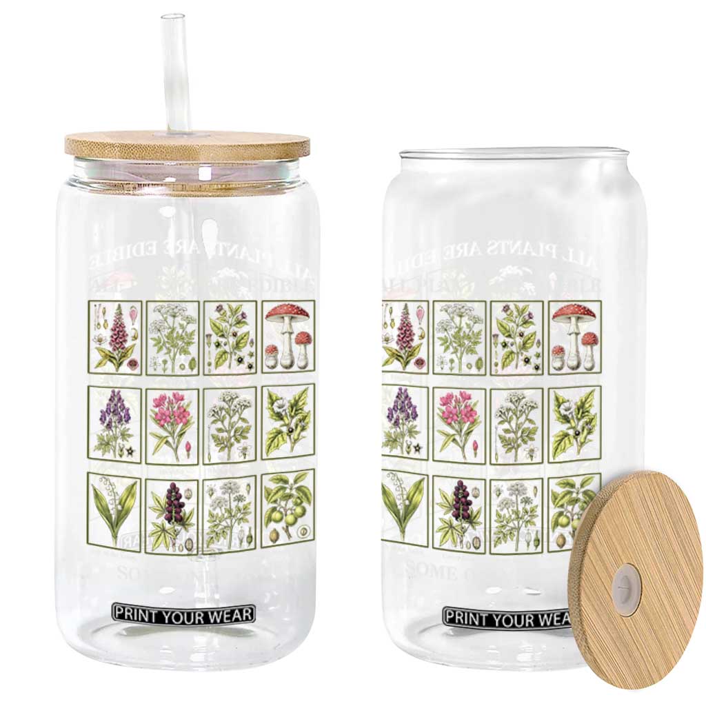 Vintage Botanical Poison Chart Graphic Glass Can All Plants Are Edible Some Only Once