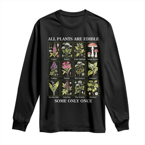 Vintage Botanical Poison Chart Graphic Long Sleeve Shirt All Plants Are Edible Some Only Once
