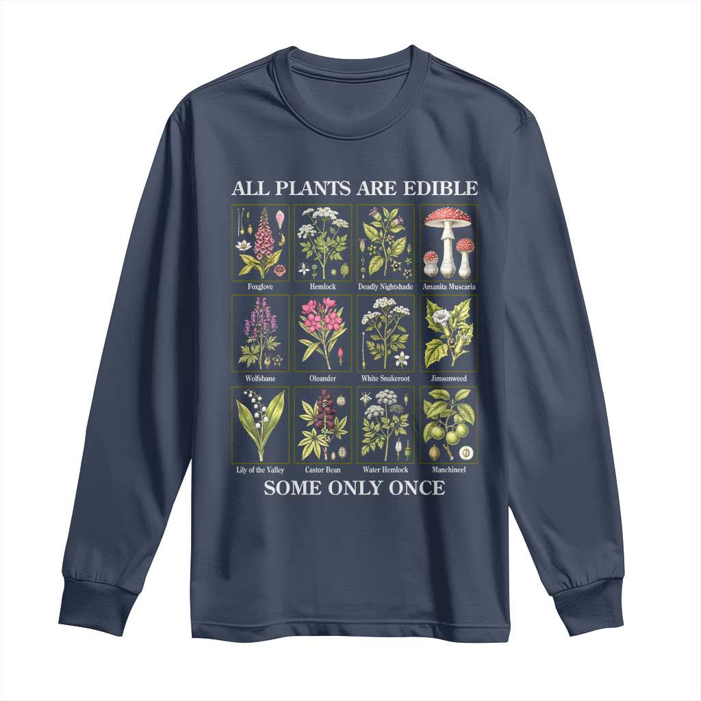 Vintage Botanical Poison Chart Graphic Long Sleeve Shirt All Plants Are Edible Some Only Once