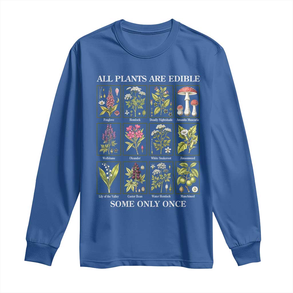 Vintage Botanical Poison Chart Graphic Long Sleeve Shirt All Plants Are Edible Some Only Once