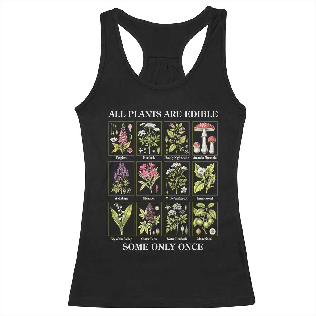 Vintage Botanical Poison Chart Graphic Racerback Tank Top All Plants Are Edible Some Only Once TS02 Black Print Your Wear