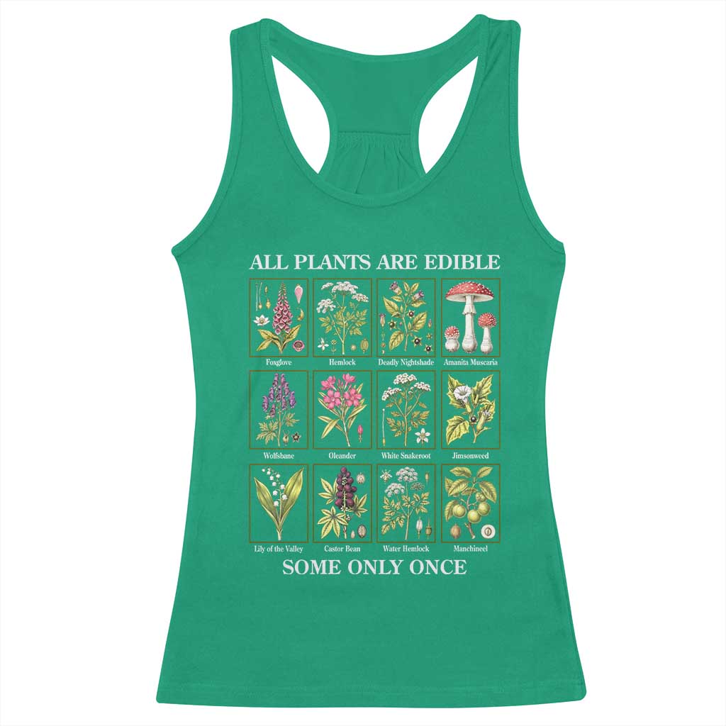 Vintage Botanical Poison Chart Graphic Racerback Tank Top All Plants Are Edible Some Only Once