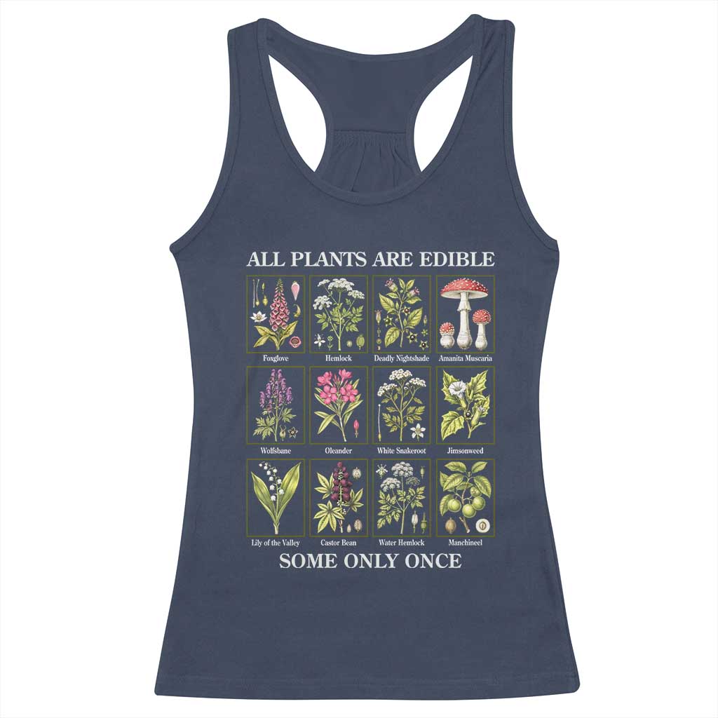 Vintage Botanical Poison Chart Graphic Racerback Tank Top All Plants Are Edible Some Only Once