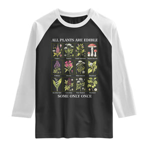 Vintage Botanical Poison Chart Graphic Raglan Shirt All Plants Are Edible Some Only Once