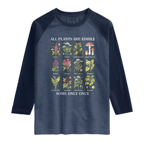 Vintage Botanical Poison Chart Graphic Raglan Shirt All Plants Are Edible Some Only Once