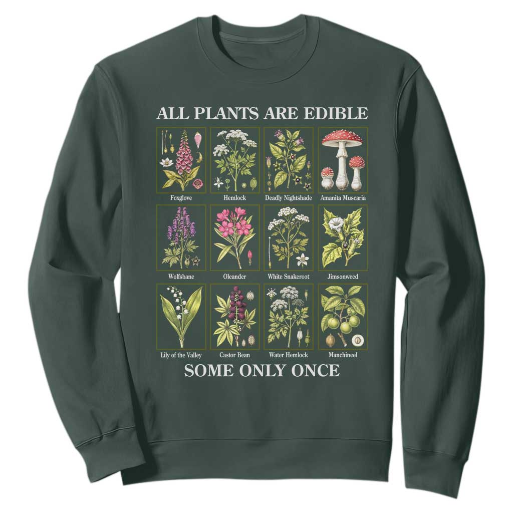Vintage Botanical Poison Chart Graphic Sweatshirt All Plants Are Edible Some Only Once
