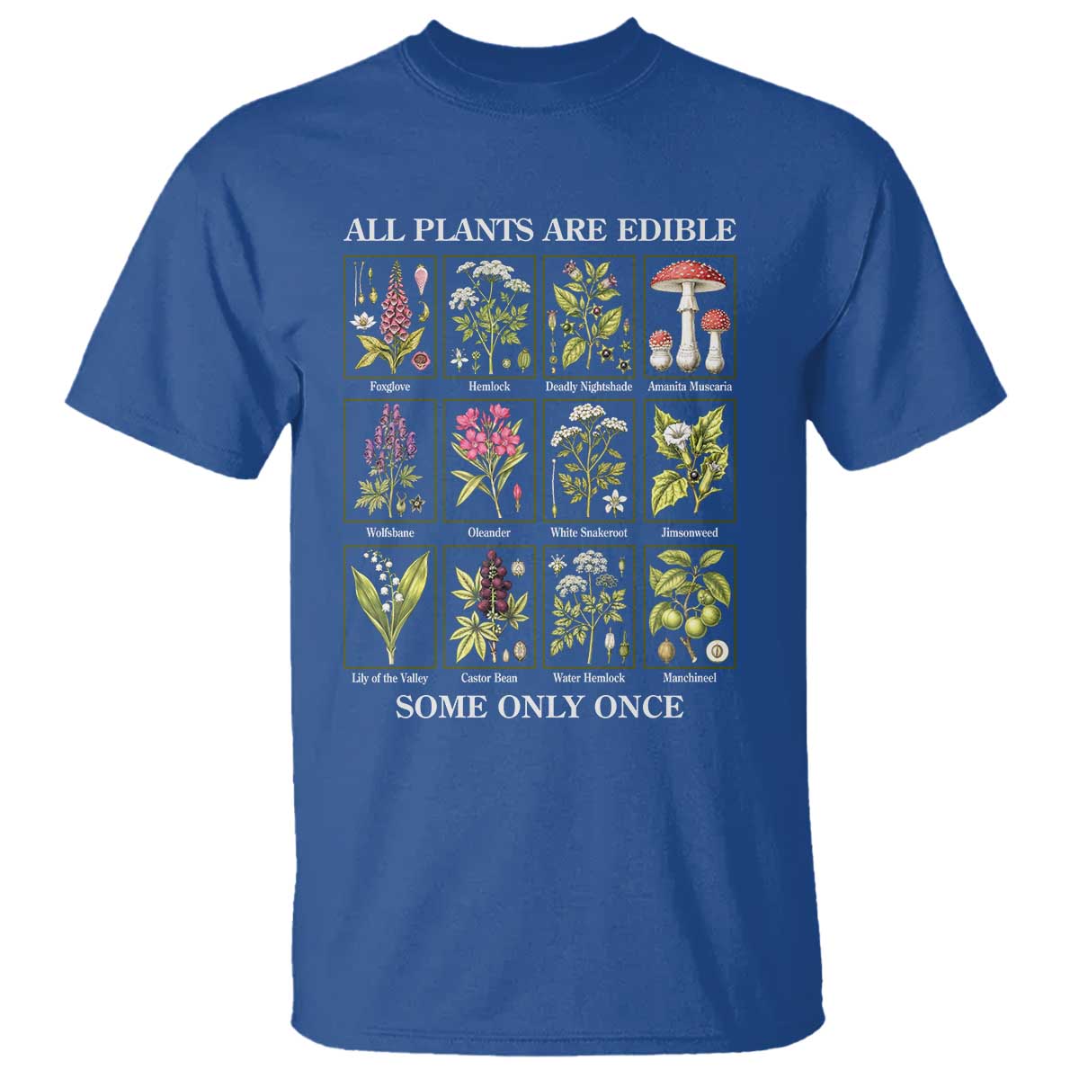 Vintage Botanical Poison Chart Graphic T Shirt All Plants Are Edible Some Only Once