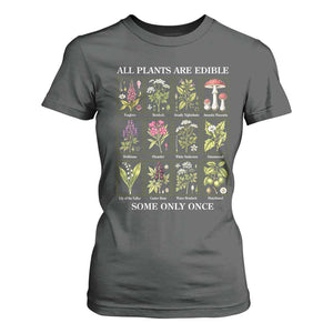 Vintage Botanical Poison Chart Graphic T Shirt For Women All Plants Are Edible Some Only Once