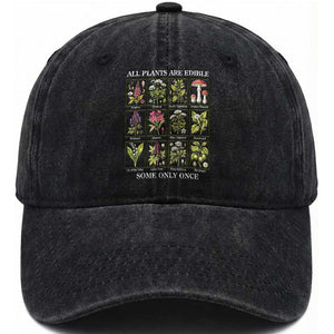 Vintage Botanical Poison Chart Graphic Washed Cotton Baseball Cap All Plants Are Edible Some Only Once