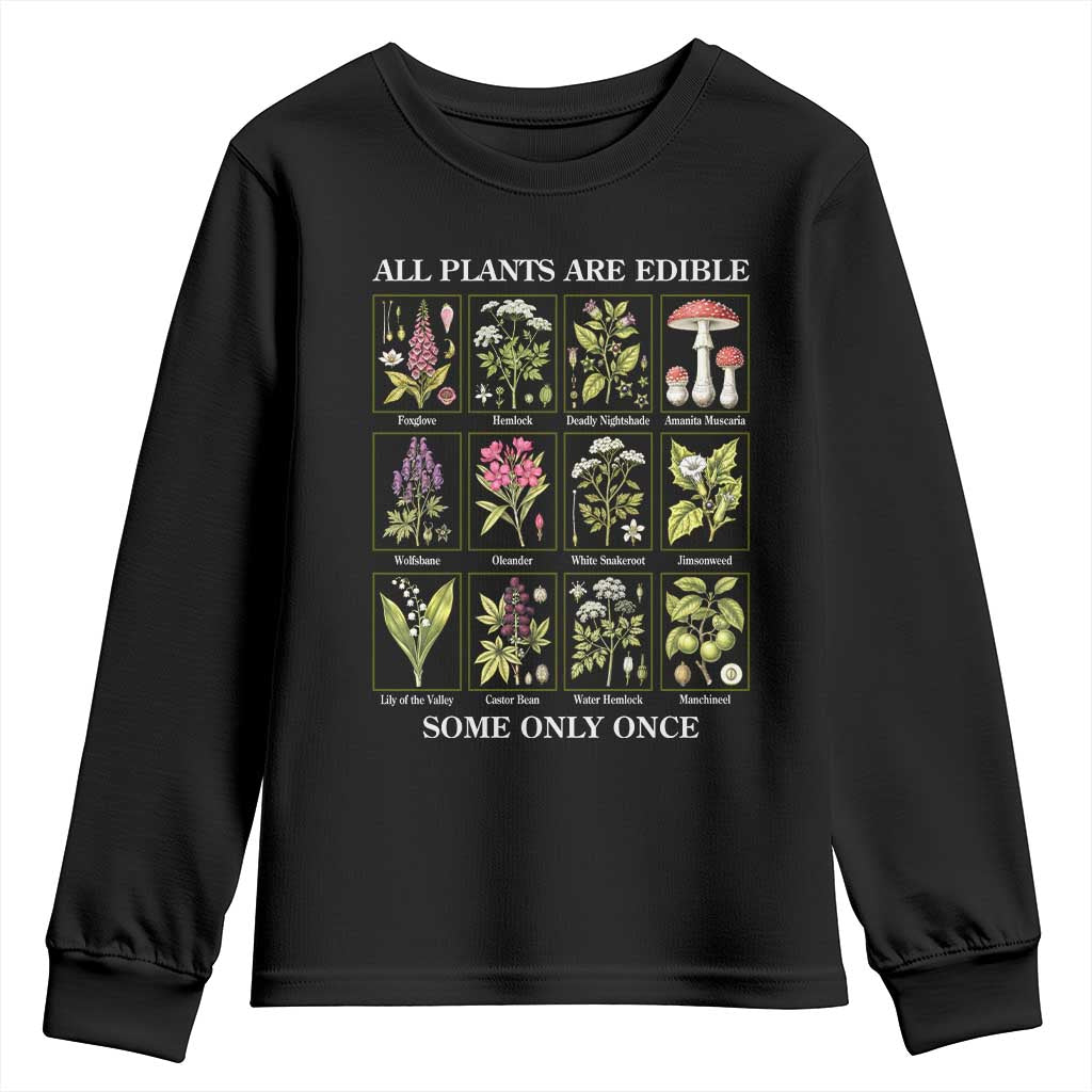 Vintage Botanical Poison Chart Graphic Youth Sweatshirt All Plants Are Edible Some Only Once TS02 Black Print Your Wear